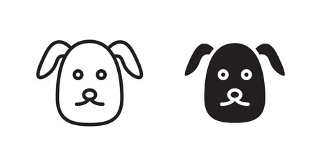 Dog icon set in Thin line black color.