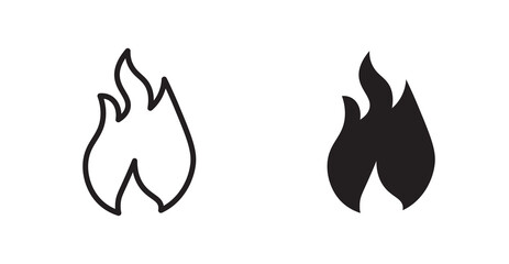 Fire icon set in Thin line black color.