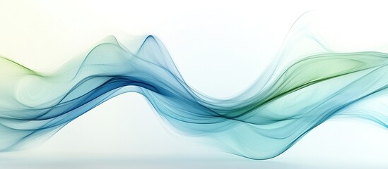 Abstract Teal and Green Wave Forms: A Serene Digital Artwork