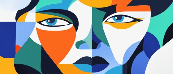 Vibrant Abstract Portrait of a Woman: Colorful Geometric Face Art for Modern Decor, Branding, and Creative Projects