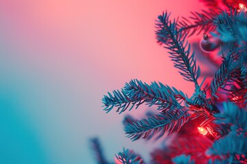 Festive lights on Christmas tree with room for text