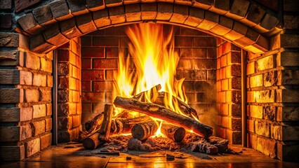 Cozy fire burning in the fireplace , warmth, flames, logs, cozy, winter, home, hearth, flickering, ambiance, comfort