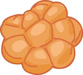 Golden raspberry illustration with stem and leaves.