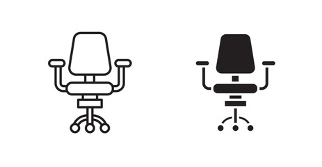 Office chair icon set in Thin line black color.