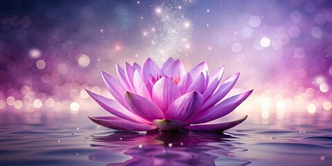 Obraz premium Sparkling pink and purple lotus floating on a light purple background, lotus, pink, purple, sparkling, water lily, flower