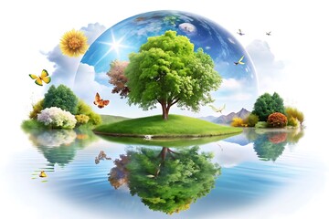 landscape with trees and water