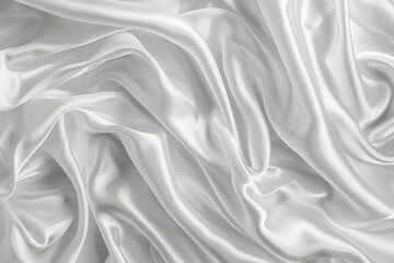 Obraz premium Glossy white satin fabric folds. Detailed photo textured background