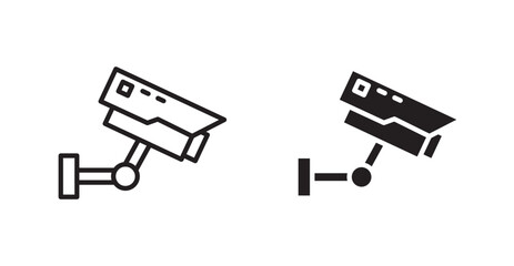 Security camera icon set in Thin line black color.