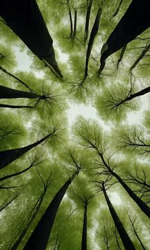 spring leaves frombelow green early forest beech growth canopy fresh stem trees foliage lookingup