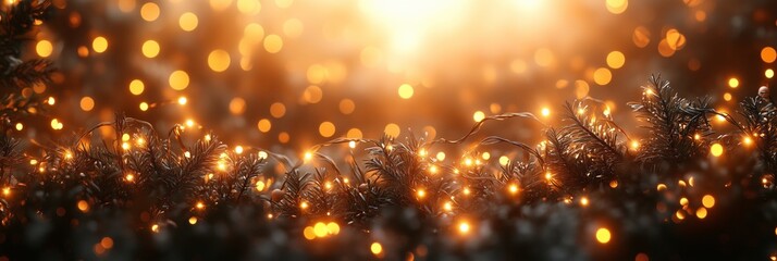 Obraz premium beautiful Christmas lights garland with bokeh lights in color of the year 2025