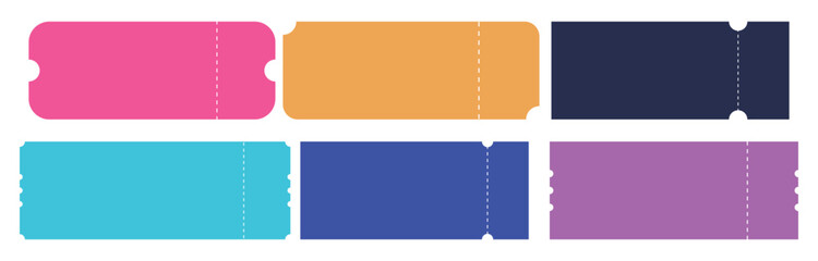  Colorful Blank Ticket Template Set