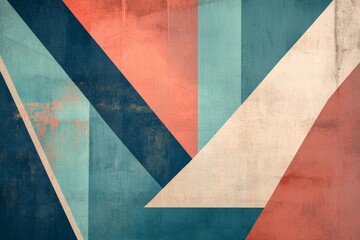 Fototapeta premium Modern Geometric Abstract Background in Teal, Coral, and Beige â€“ Perfect for Design Projects, Wallpaper, and Creative Artwork