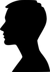 Portrait of a male head in profile. Black silhouette on a white background. Vector images.