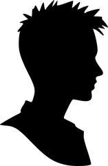 Men's head in profile. Black silhouette on a white background. Vector image.