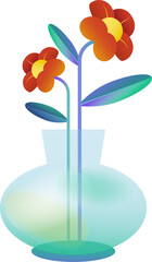 Gradient Flower Vase Vector Illustration