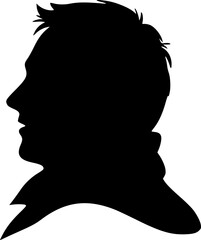 Male head portrait in profile. Black silhouette on white background. Vector image.