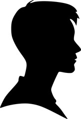 Male head portrait in profile. Black silhouette on white background. Vector image.