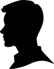 Male head portrait in profile. Black silhouette on white background. Vector image.