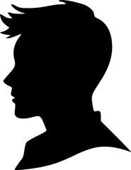 Male head portrait in profile. Black silhouette on white background. Vector image.