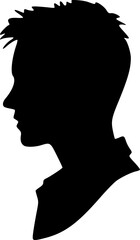 Male head portrait in profile. Black silhouette on white background. Vector image.