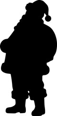 Black silhouette on a white background. Santa Claus.