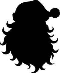 Black silhouette on a white background. Santa Claus.