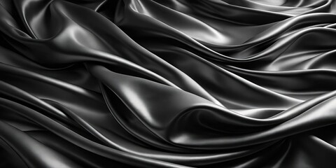 Obraz premium Black luxury cloth abstract background with dark liquid wave and wavy folds silk or satin, elegant wallpaper, luxury, cloth, abstract