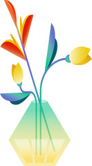 Gradient Flower Vase Vector Illustration