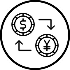 Dollar to Yen Convert icon style