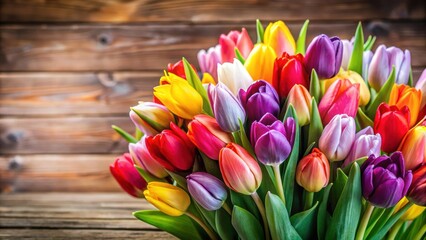 Vibrant bouquet of tulips in various colors , spring, flowers, floral arrangement, vibrant, colorful, tulips, nature