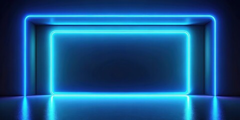 Abstract blue neon background in rendering, neon, abstract, blue,render, futuristic, glowing, digital, light, technology
