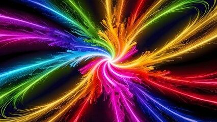Obraz premium Vibrant swirling rainbow abstract pattern in vivid colorful design