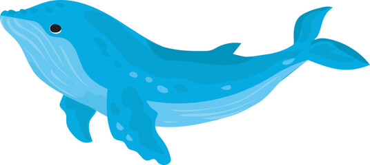Obraz premium Cartoon Illustration of a Blue Whale.