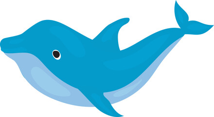 Blue Dolphin Illustration in Minimalist Style.