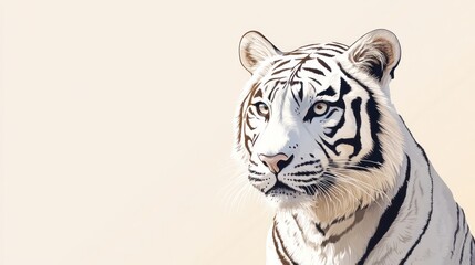 Fototapeta premium Illustration of a majestic white tiger in a serene setting