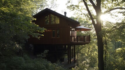 Peaceful Woodland Cabin in the Serene Forest
