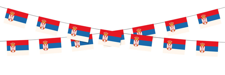 Serbia bunting flags on white background. Vector illustration.