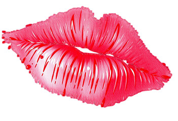 Lipstick traces of a kiss on white paper, on a white background, kiss