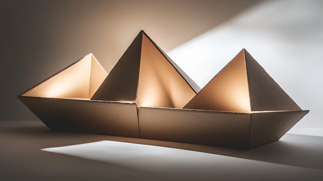 A cardboard boat is lit up with lights - Powered by Adobe