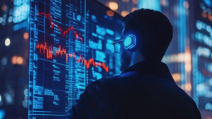 Fototapeta premium Modern Data Analyst Working with Digital Display