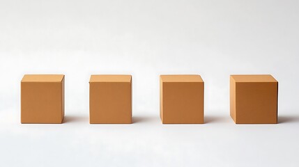 Fototapeta premium Four boxes of different sizes are lined up on a white background