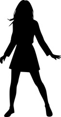 The figure of a young girl. Black silhouette on a white background. Vector image.