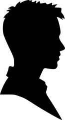 Male head portrait in profile. Black silhouette on white background. Vector image.