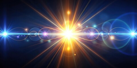 Obraz premium Glowing optical lens flares reflecting shiny lights, shine, glare, sparkle, radiant, shimmer, lens flares, luminous