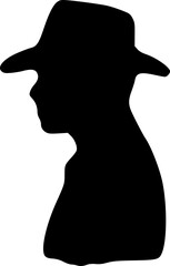 Male head portrait in profile. Black silhouette on white background. Vector image.