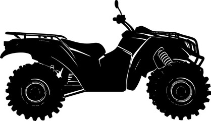Fototapeta premium A black silhouette of an all-terrain vehicle (ATV), ideal for off-road adventures and recreational activities.