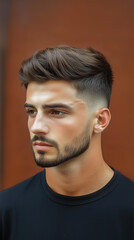 Obraz premium Low taper fade with voluminous textured top for a sophisticated men’s hairstyle 