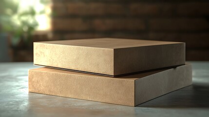 Two cardboard boxes are stacked on top of each other