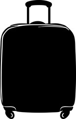 Obraz premium A simple black and white illustration of a suitcase with a retractable handle, ideal for travel-related themes.