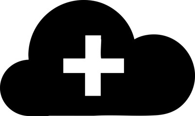 Obraz premium A simple cloud icon featuring a plus symbol, representing healthcare and medical services in a digital context.